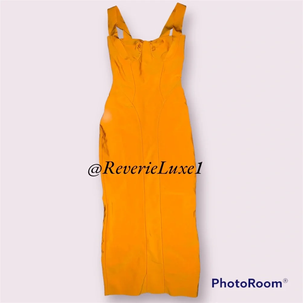 HOUSE OF CB 'Charlene' Tangerine Bandage Midi Dress - Picture 8 of 13